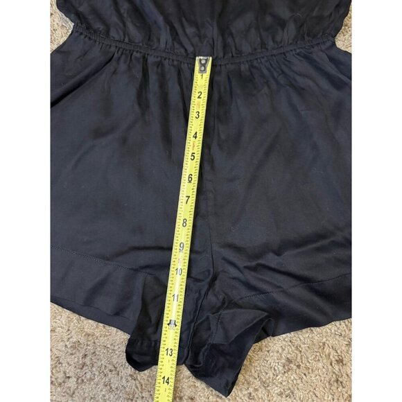 VICTORIA’S SECRET Black Romper Lingerie Sleepwear Embroidered Back Tie MEDIUM - Picture 11 of 12